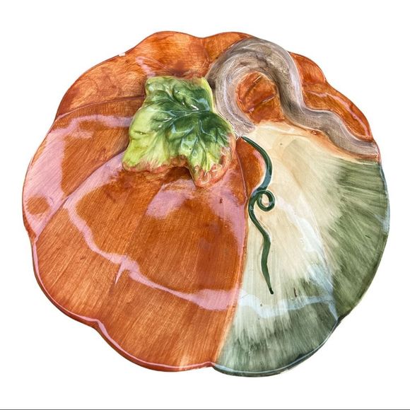 Other - Vintage Festive Fall Pumpkin Platter Ceramic Serving Dish